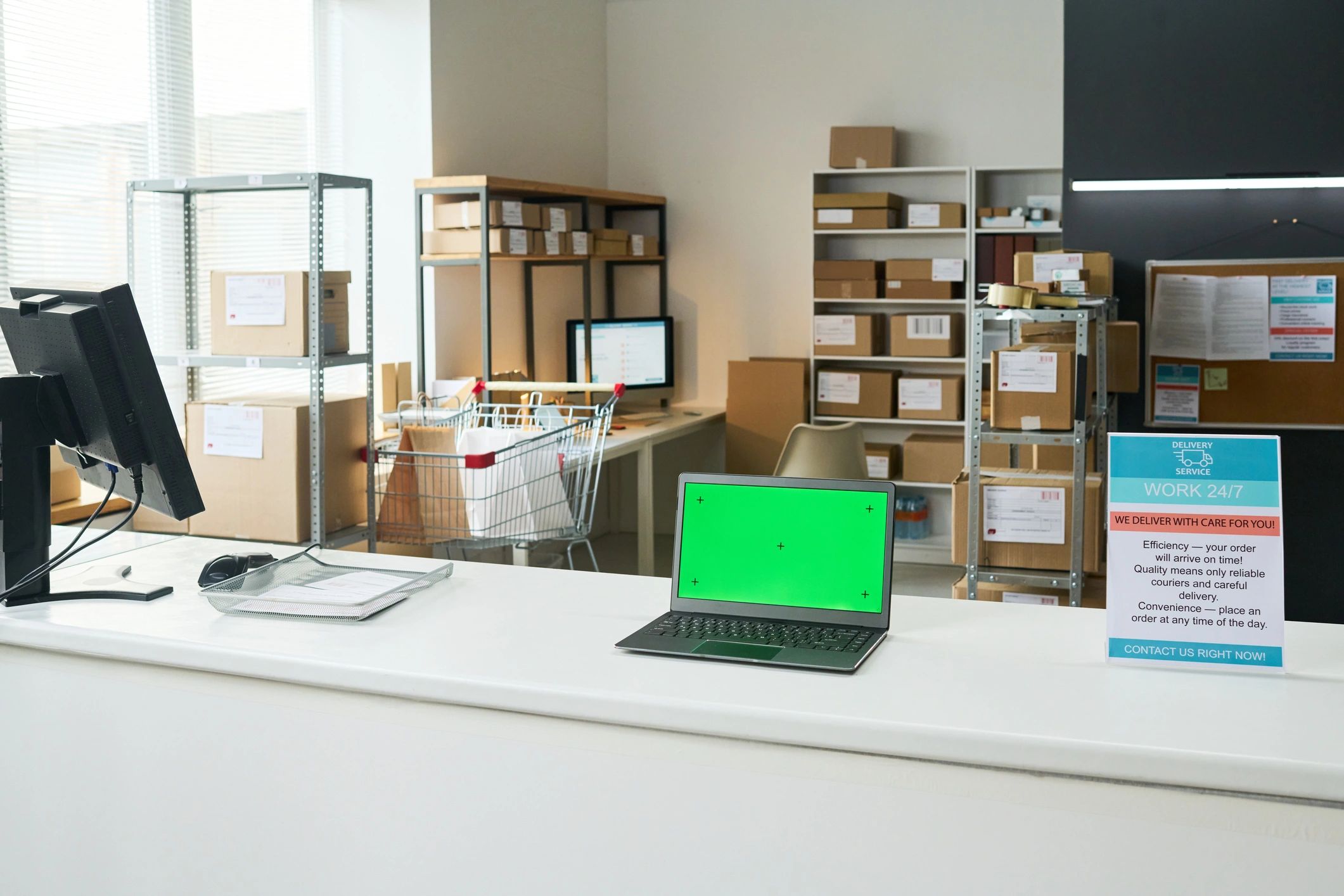Fulfillment area with parcels ready for shipment